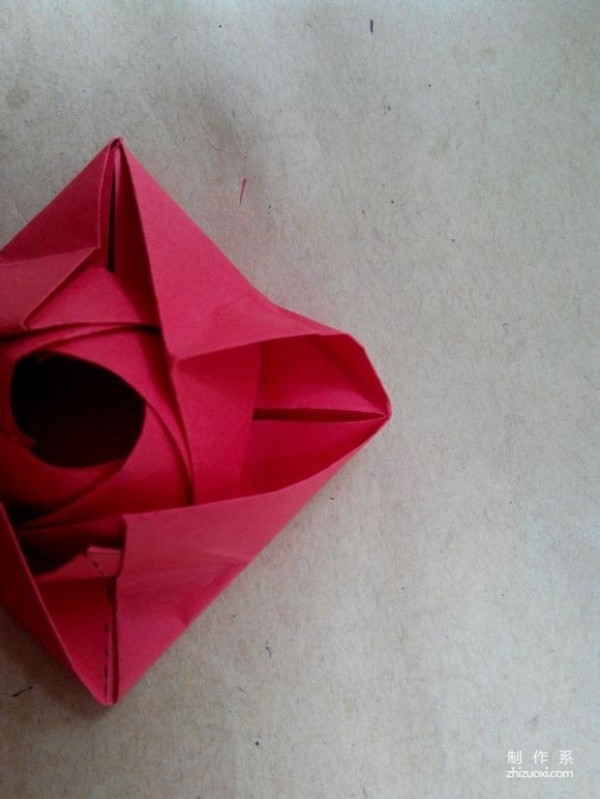 Illustration of DIY origami method of beautiful windmill rose flower