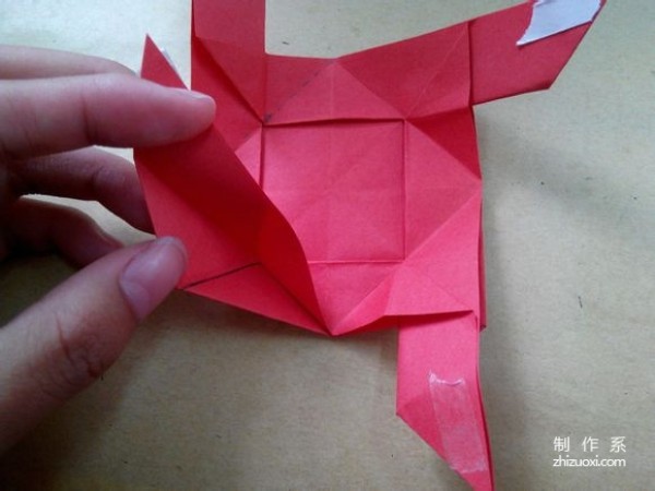 Illustration of DIY origami method of beautiful windmill rose flower