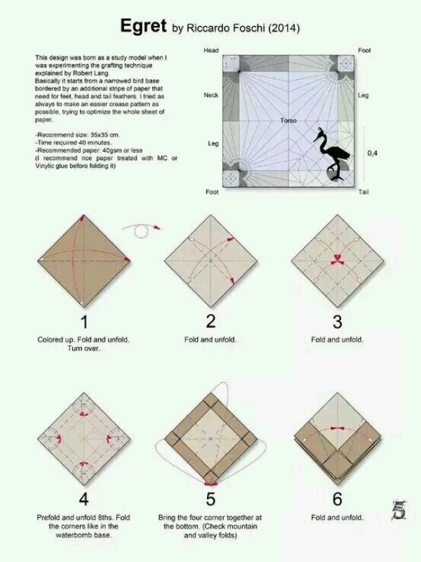 A cute egret origami picture tutorial