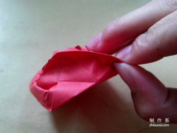 Illustration of DIY origami method of beautiful windmill rose flower