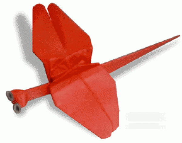 Origami method of red dragonfly