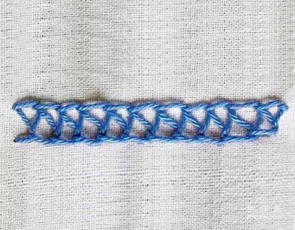 Illustrated tutorial on double chain embroidery stitches