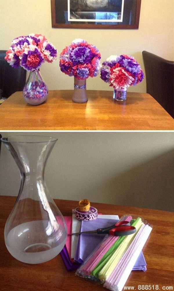 DIY a bottle of creative handmade colorful flowers to display at home