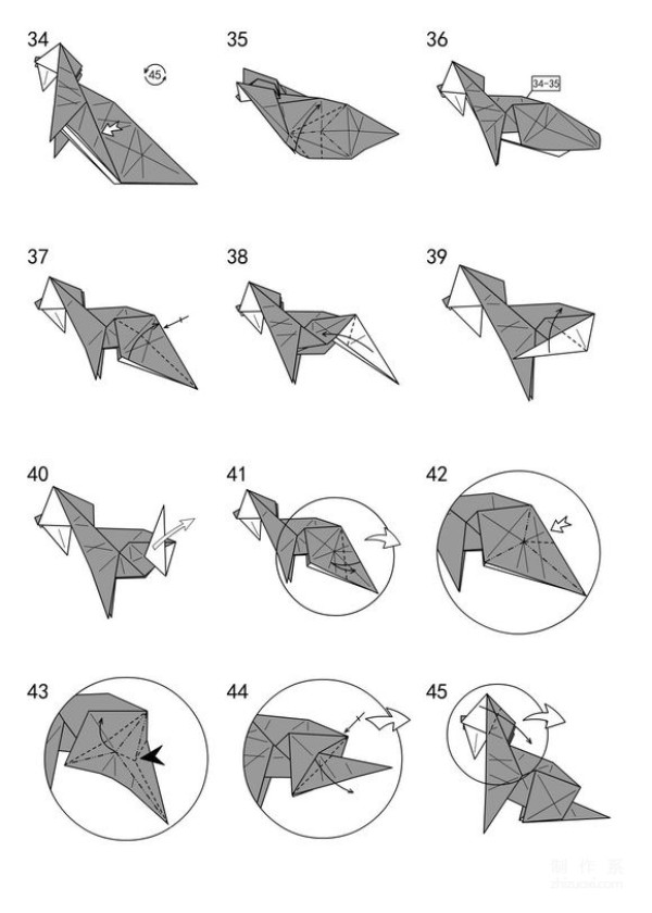 Illustrated tutorial to teach you how to fold a big-faced cat origami