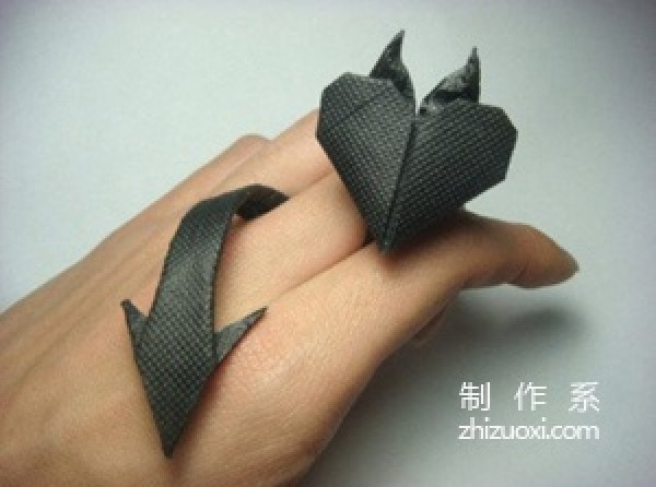 Devil Heart Ring Origami, Handmade Ring Origami Heart Origami Heart Tutorial Illustrated