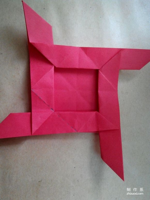 Illustration of DIY origami method of beautiful windmill rose flower