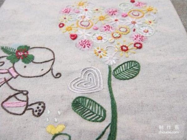 [Love Tree] A very beautiful hand embroidery work with detailed steps and drawings of the embroidery method