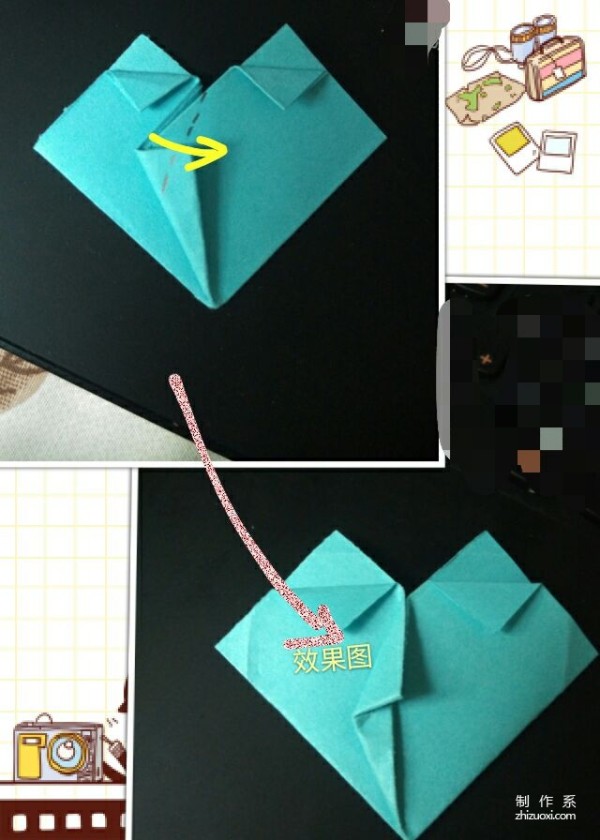 How to make a special heart-shaped origami with facial features