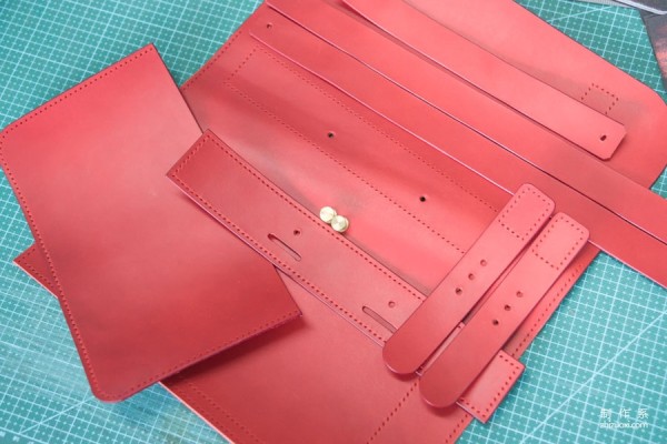 Red leather backpack diy handmade steps