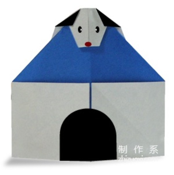 How to make origami puppy on the doghouse