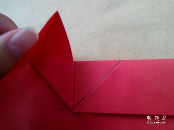 Illustration of DIY origami method of beautiful windmill rose flower