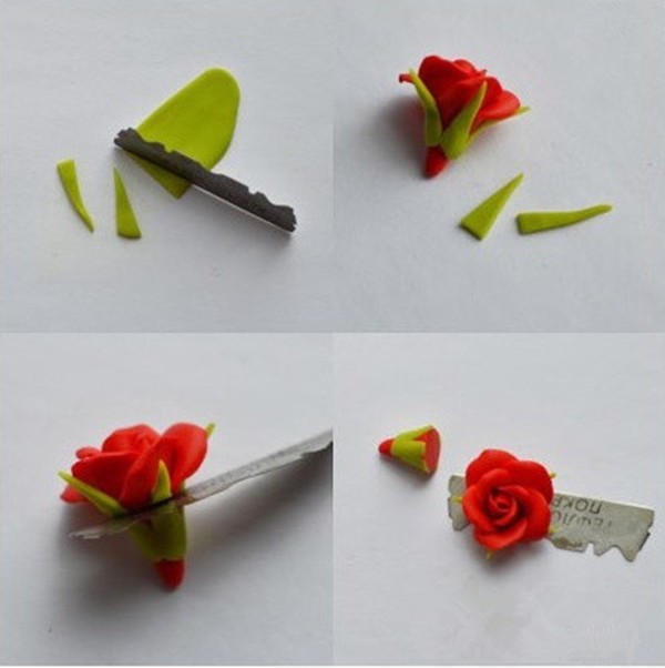 Tutorial on making unique handmade rose soft clay hairpins