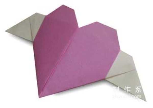 Origami method of heart-shaped heart with wings