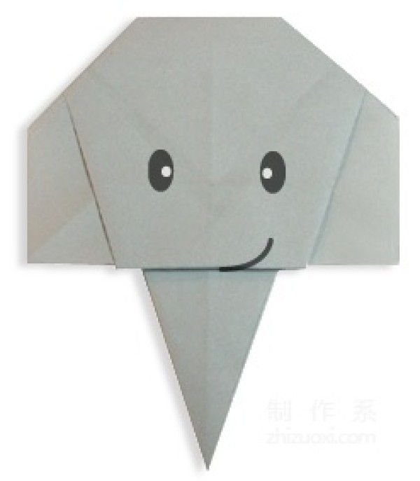 Tutorial on how to make origami of an elephant’s face