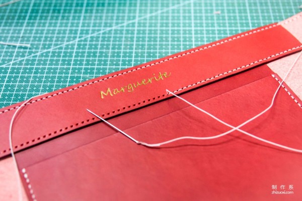 Red leather backpack diy handmade steps