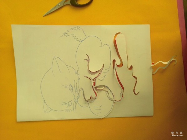 How to make DIY paper-cutting of little cat