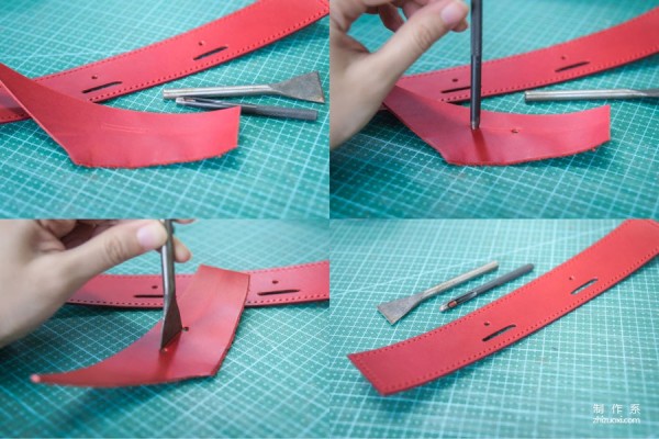 Red leather backpack diy handmade steps