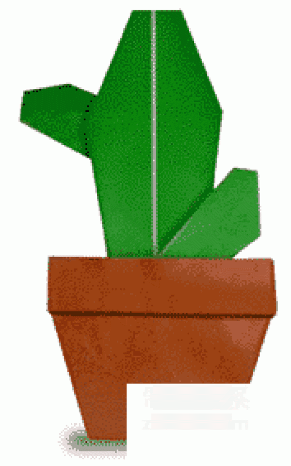 Illustrated tutorial on how to make a beautiful cactus origami