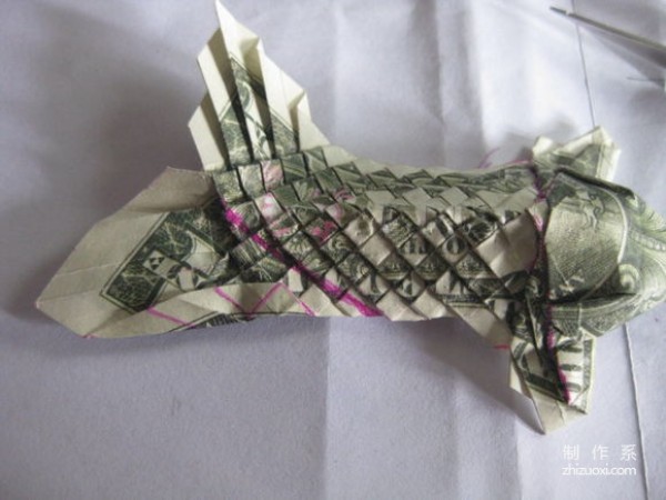 Detailed tutorial of dollar carp origami banknote real shot pictures