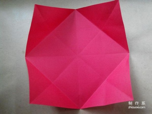 Illustration of DIY origami method of beautiful windmill rose flower