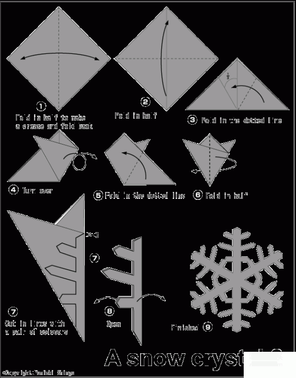 Simple method for children’s paper cutting tutorial of Christmas snowflakes