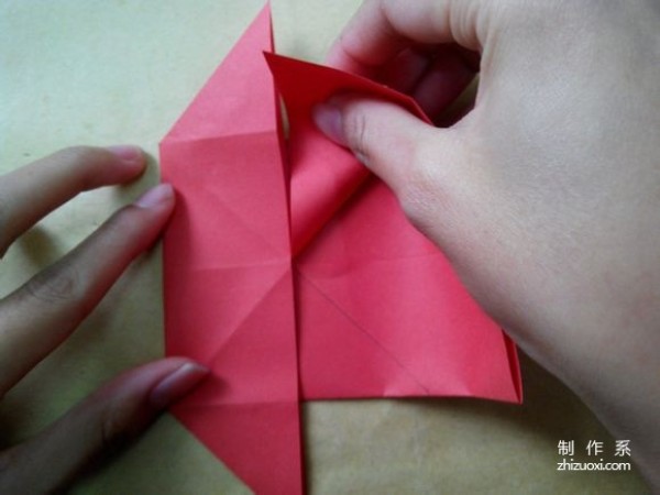 Illustration of DIY origami method of beautiful windmill rose flower