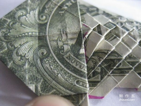 Detailed tutorial of dollar carp origami banknote real shot pictures