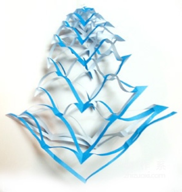 Origami paper cutting method for latte art mesh decoration