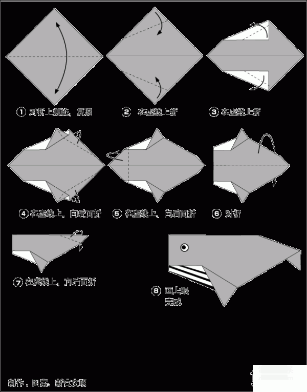 Origami method of biological whale