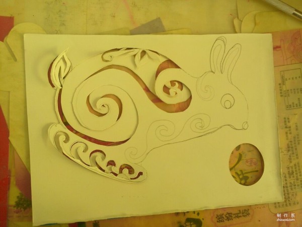 Tutorial on the hand-cutting method of the cute paper-cut Moon Rabbit