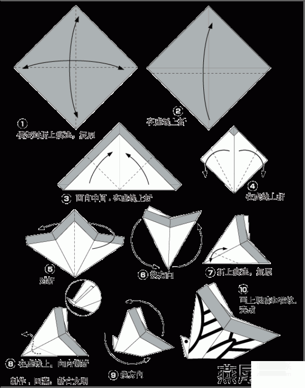 Swallowtail butterfly origami method