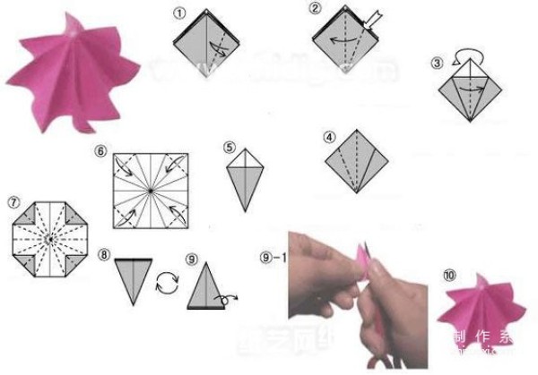 Origami cake, illustration of DIY creative origami method for paper cake