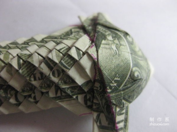 Detailed tutorial of dollar carp origami banknote real shot pictures