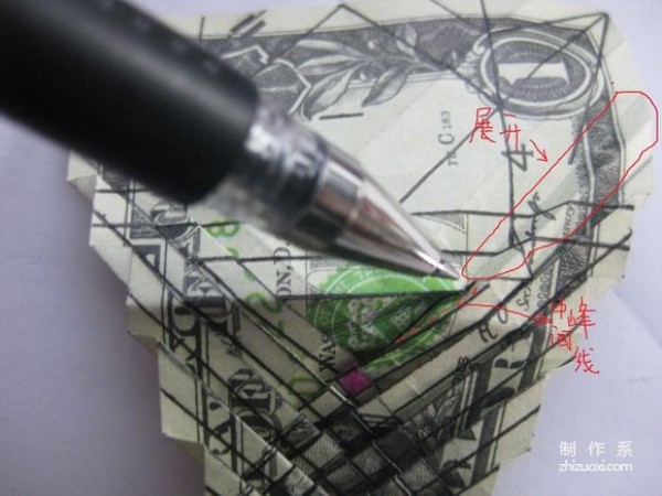 Detailed tutorial of dollar carp origami banknote real shot pictures