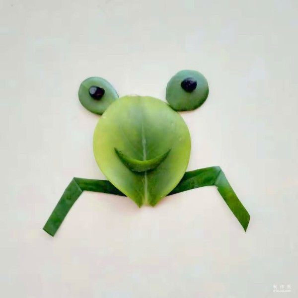 Illustration of the handmade method of leaf stickers of a cute and naughty little frog