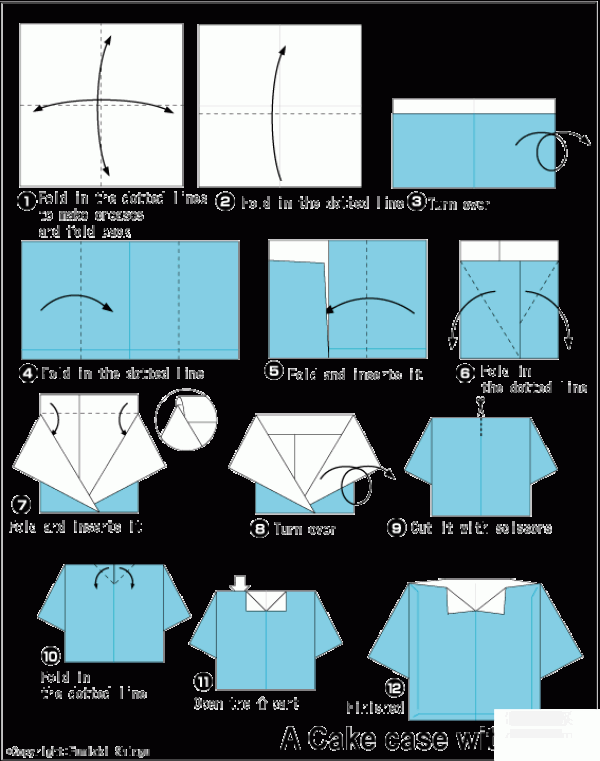 Origami method of small shirt box paper box