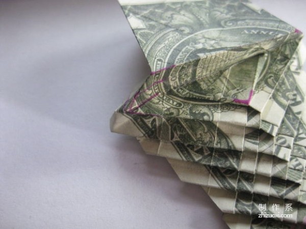 Detailed tutorial of dollar carp origami banknote real shot pictures