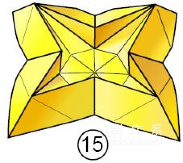 Origami method of folding a star-shaped garbage box