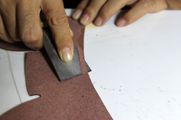 The making process of a pair of handmade work boots