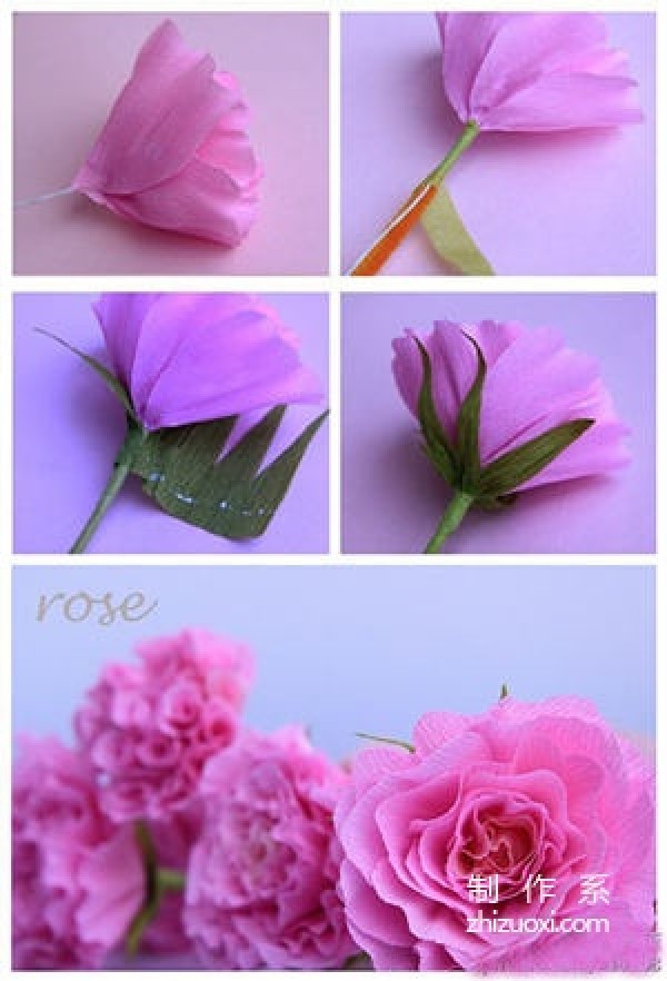 Crepe paper handmade paper flowers Romantic red paper flower handmade tutorial