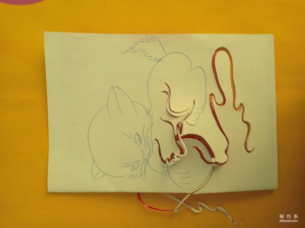 How to make DIY paper-cutting of little cat