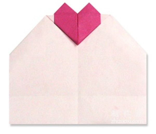 Origami method of heart-shaped love card