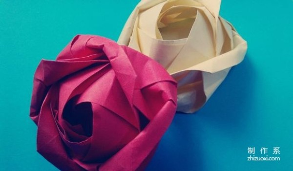 Illustration of DIY origami method of beautiful windmill rose flower