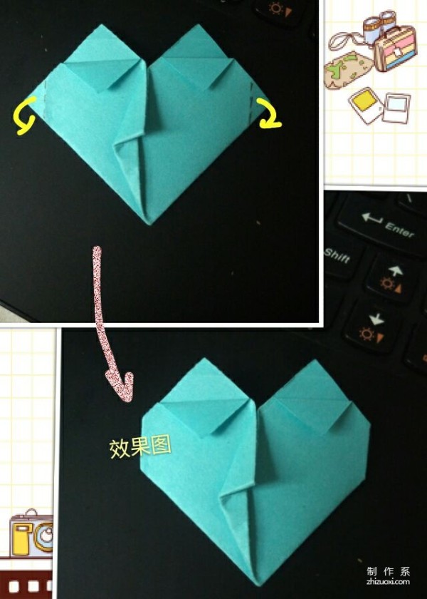 How to make a special heart-shaped origami with facial features