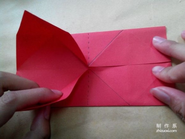 Illustration of DIY origami method of beautiful windmill rose flower