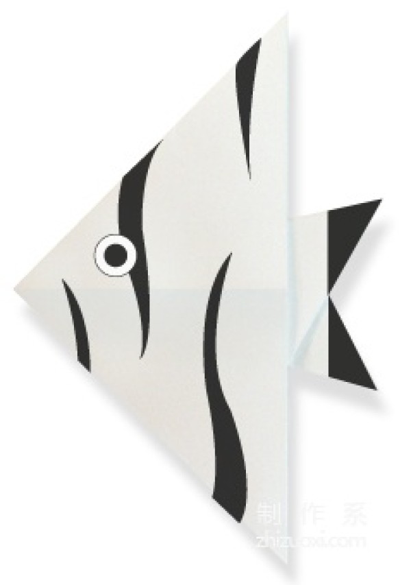 Origami method of a beautiful angel fish